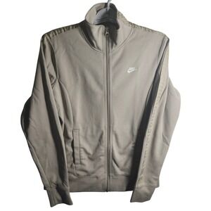 Nike Womens Track Jacket Full‎ Zip Beige Embroidered Logo Size M